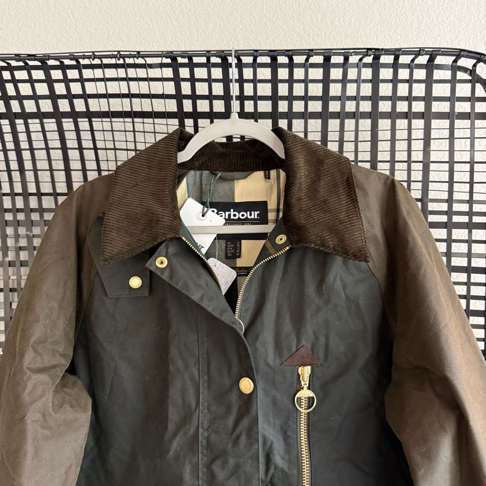 Barbour Olive Green Waxed Long Coat - Picture 4 of 9